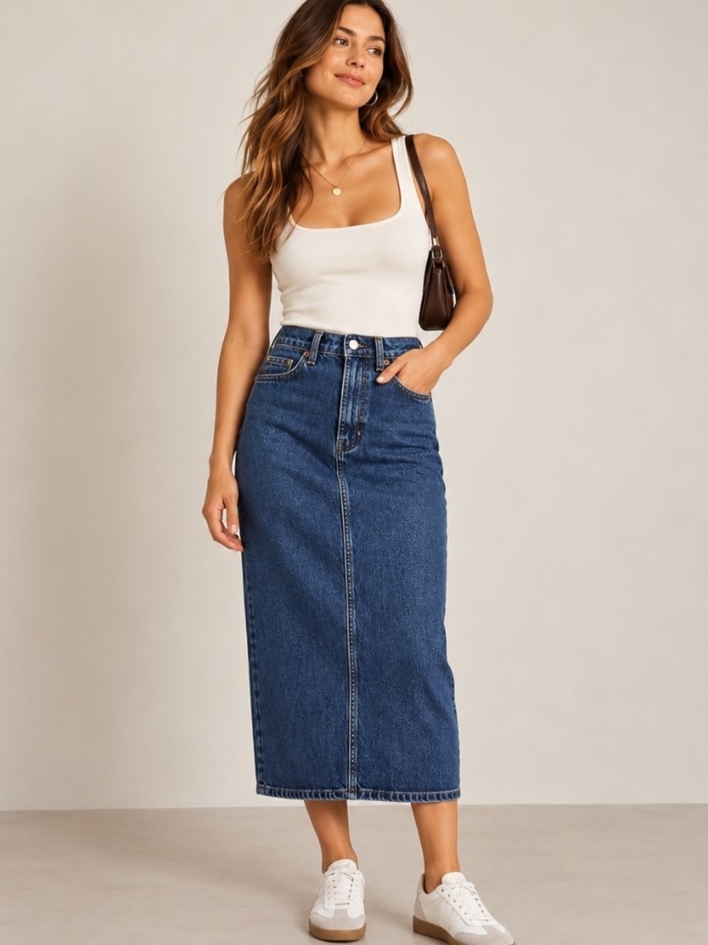 Reformation Jayde High Rise Denim Midi Skirt 24 Blue Organic Cotton 90s Y2K